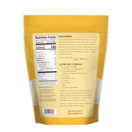 Bobs Red Mill Natural Foods Bob's Red Mill Gluten Free Medium Grind Cornmeal 24 oz. Pouches, PK4 1620S244